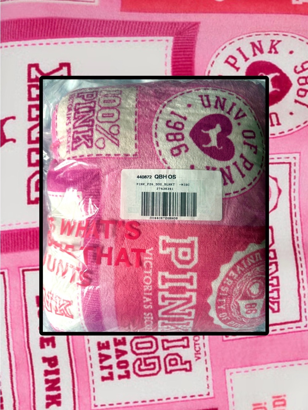 Victoria's Secret Pink Plush Cozy Sherpa Patchwork Logo Blanket New In Bag